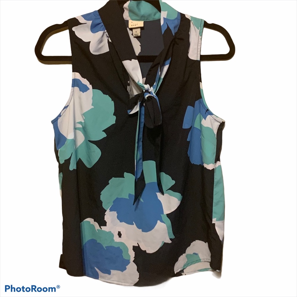 A New Day Floral Sleeveless Blouse - Black, Blue, White